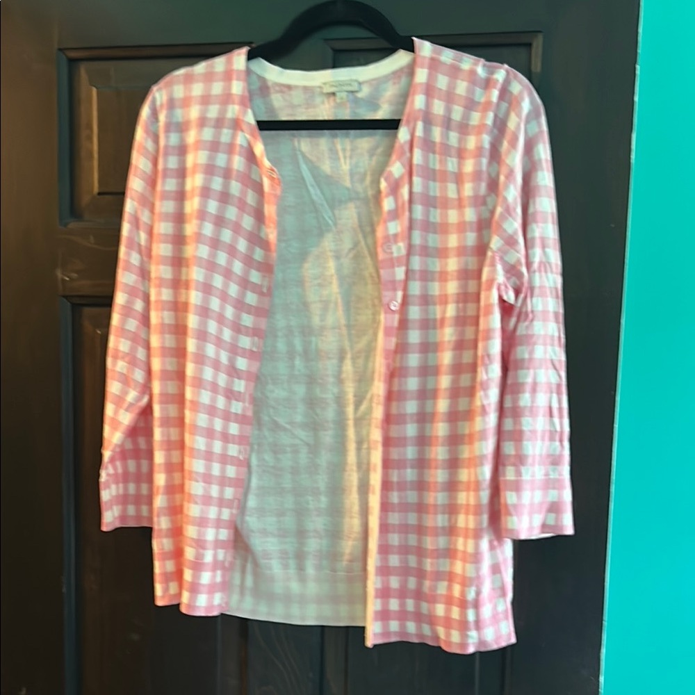 Talbots Pink and White Knit Sweater